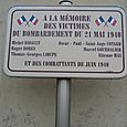 Plaque bombardements 21 mai 1940